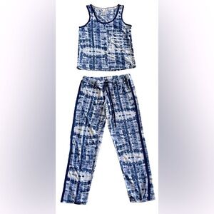 Lucky Brand Los Angeles Women’s 2 Pc Loungewear Set, Navy White, M